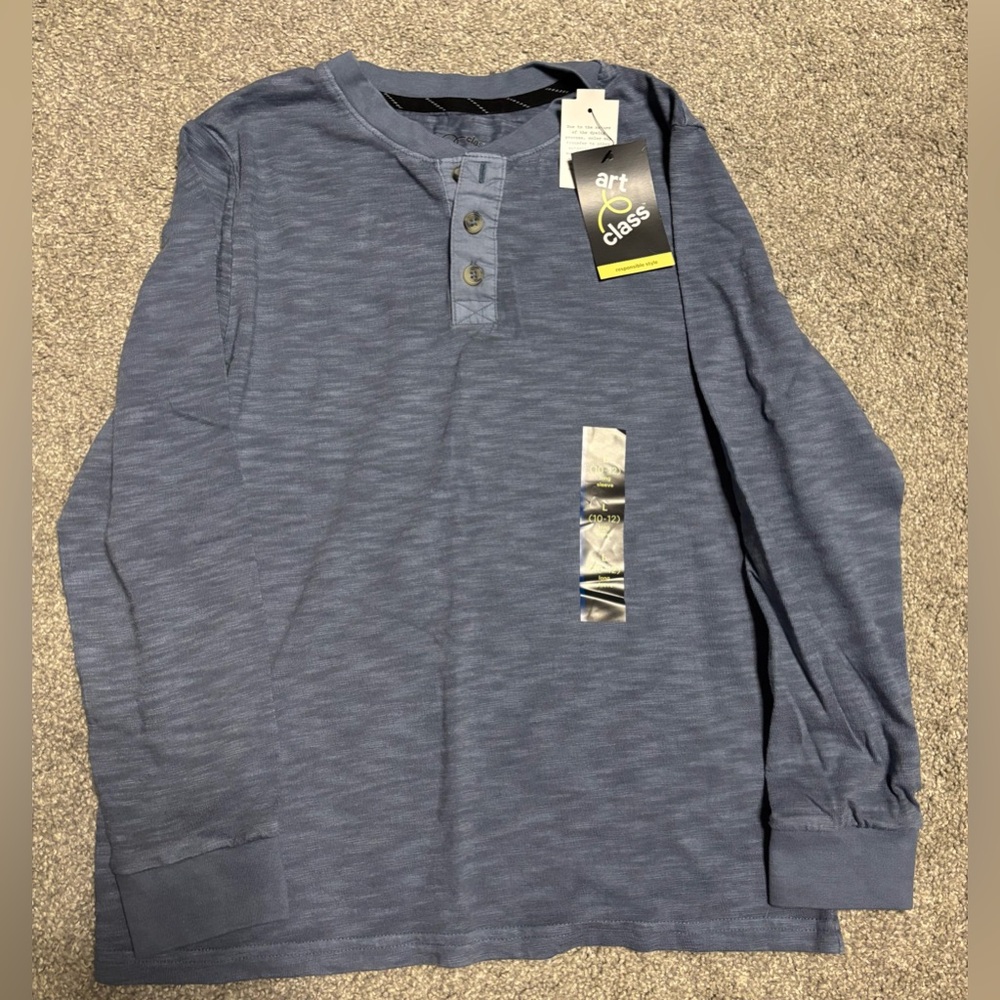 Art Class Boys Long Sleeve Blue Henley